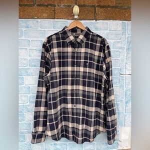 Todd Snyder Mens Button Down Shirt Size Medium Navy gray  Plaid Flannel XXL